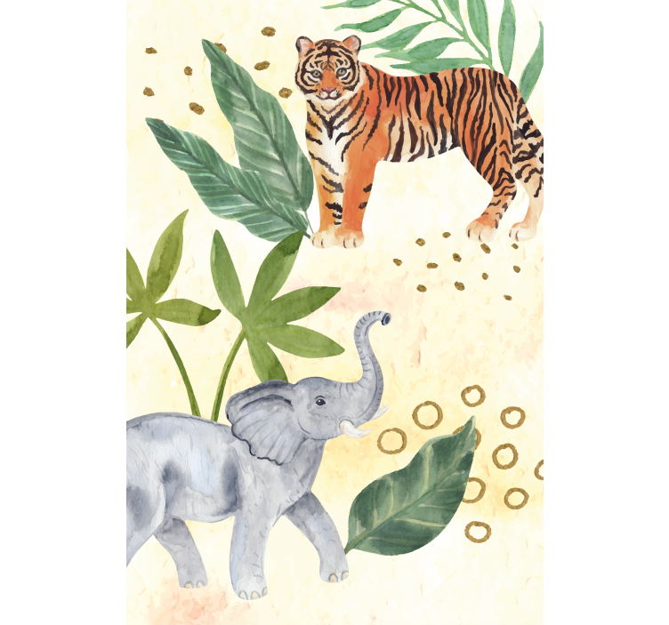 Store enrouleur chambre enfant rencontre animaux tropicaux - TenStickers