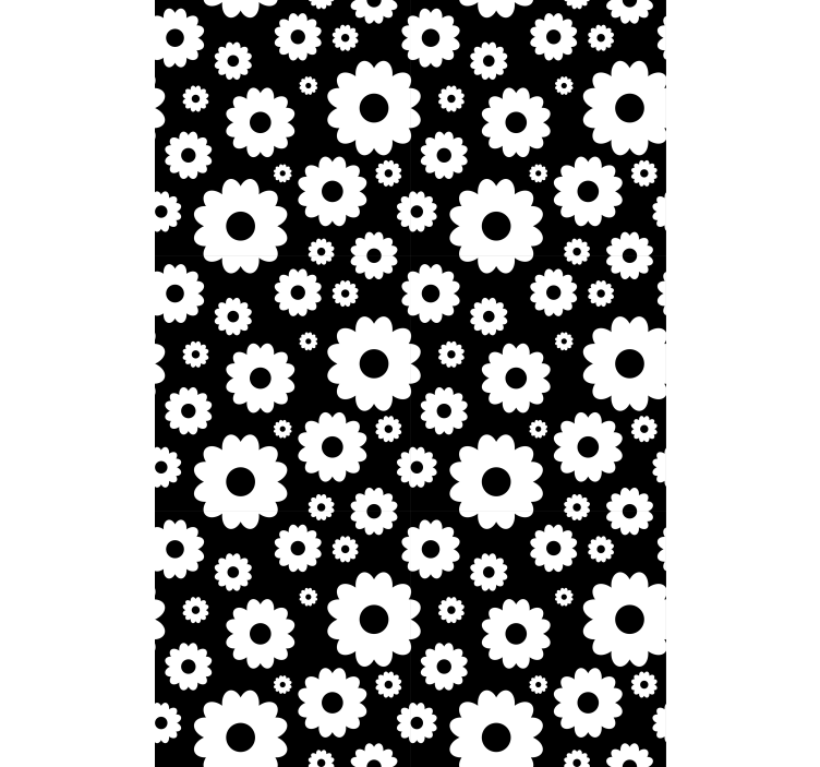Store enrouleur fleur motif de fleurs noir et blanc - TenStickers
