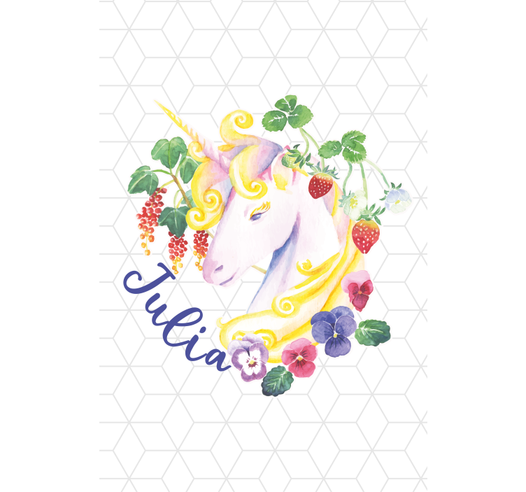 Store enrouleur chambre enfant licorne florale avec nom - TenStickers