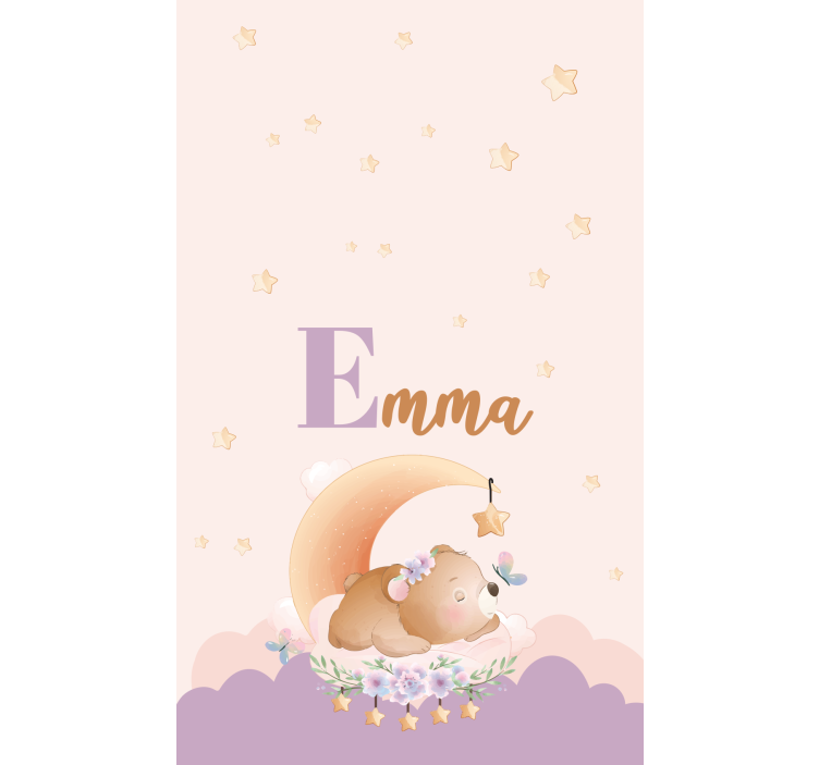 Store enrouleur chambre enfant ours endormi avec nom - TenStickers