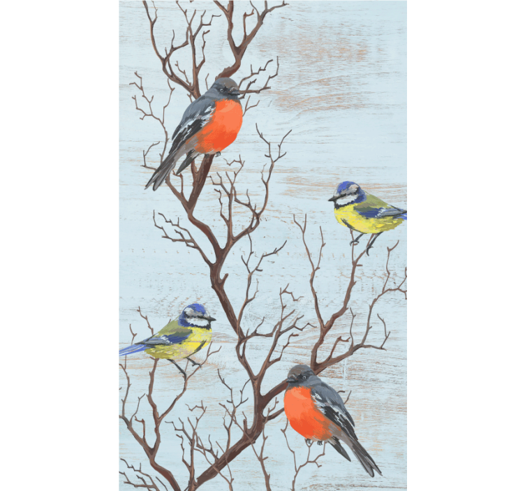 Store enrouleur arbre oiseaux sur les branches - TenStickers