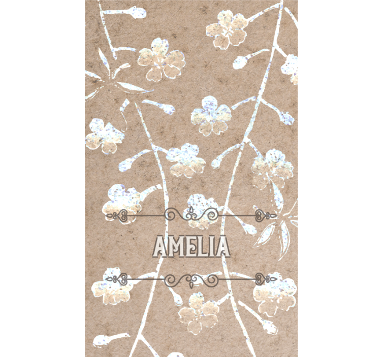 Store enrouleur chambre couple motif floral beige avec nom - TenStickers