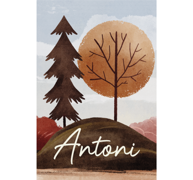 Store enrouleur chambre enfant forêt nordique avec nom - TenStickers