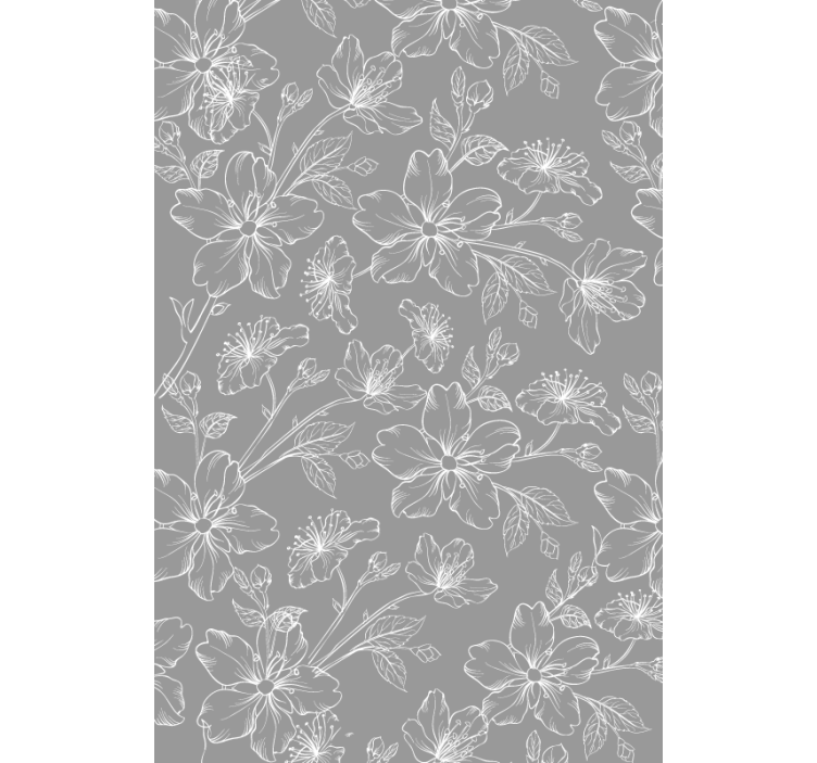 Store enrouleur salon gris motif formes fleurs - TenStickers