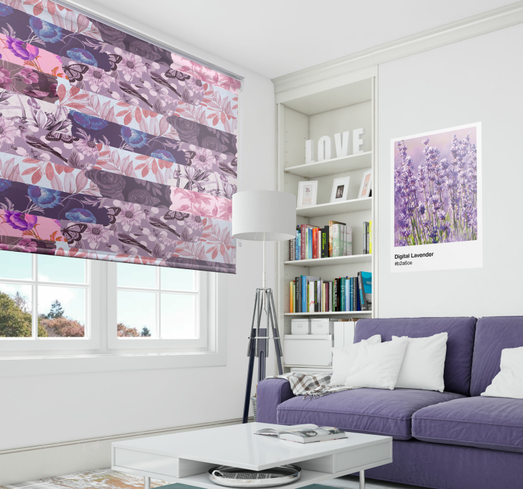 Store enrouleur fleur collage tons mauves - TenStickers