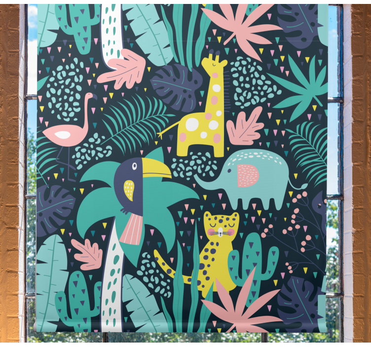 Store enrouleur chambre enfant animaux nordiques tropicaux - TenStickers
