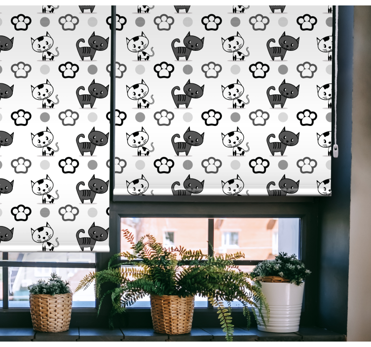 Store enrouleur animaux chats gris et blancs - TenStickers