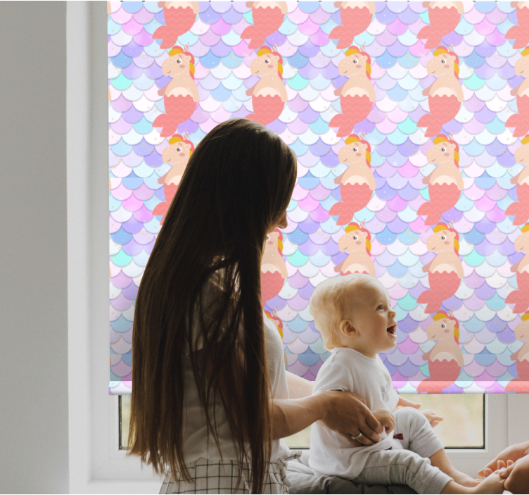 Store enrouleur chambre enfant motif de sirène licorne - TenStickers