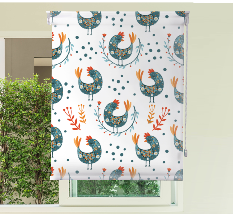 Store enrouleur animaux poulet à plumes bleues - TenStickers