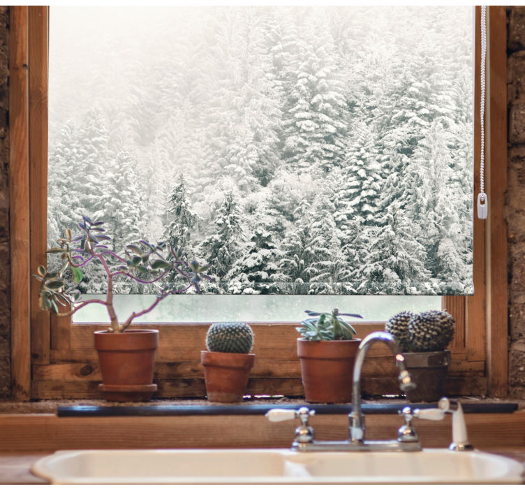 Store enrouleur arbre pins enneigés - TenStickers