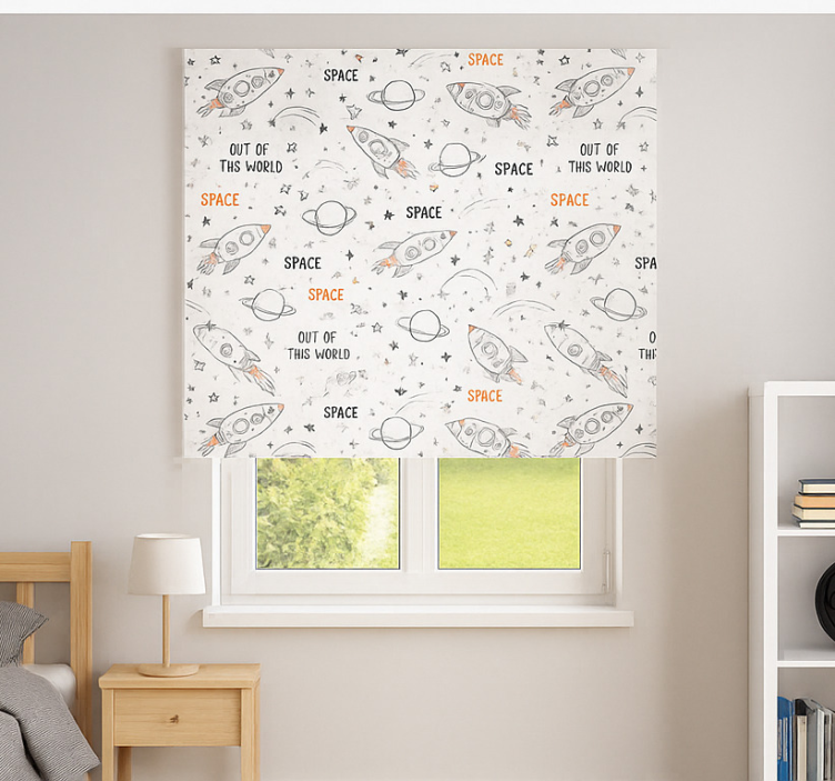 Store enrouleur chambre ado motif spatial dessiné - TenStickers