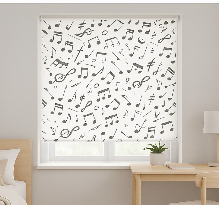 Store enrouleur chambre ado motif de notes de musique - TenStickers