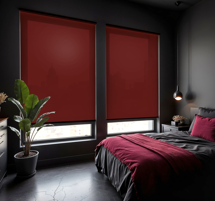 Store enrouleur chambre couple rouge cerise - TenStickers