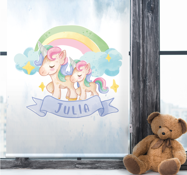Store enrouleur chambre enfant aventure de licorne - TenStickers