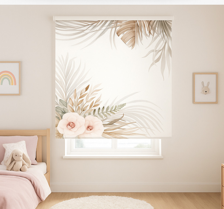 Store enrouleur chambre enfant motif floral bohème - TenStickers