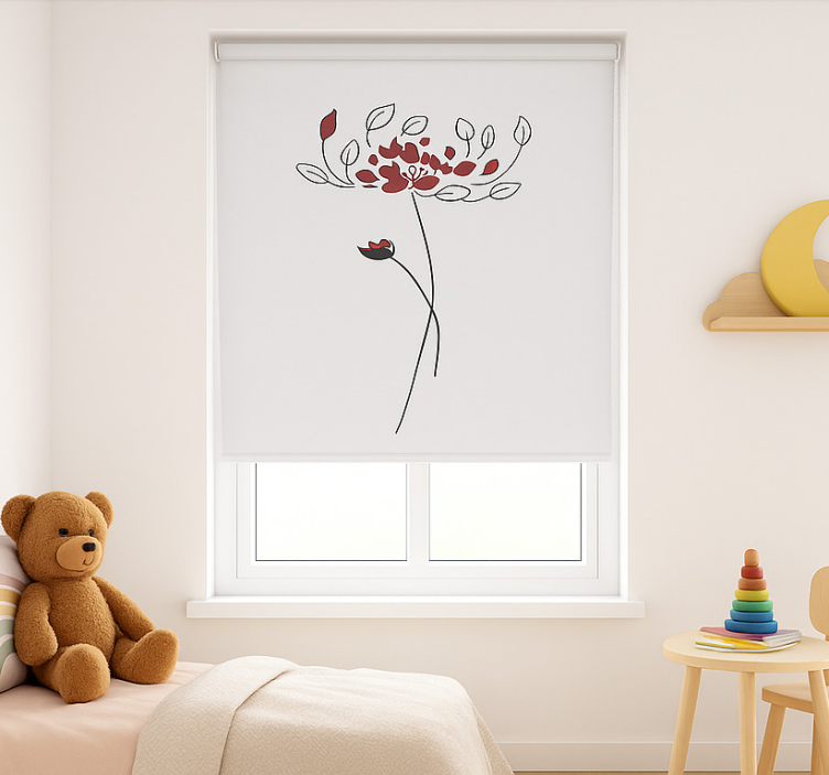 Store enrouleur chambre enfant croquis botanique minimaliste - TenStickers