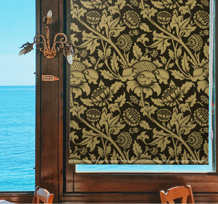 Store enrouleur fleur motif beige classique - TenStickers