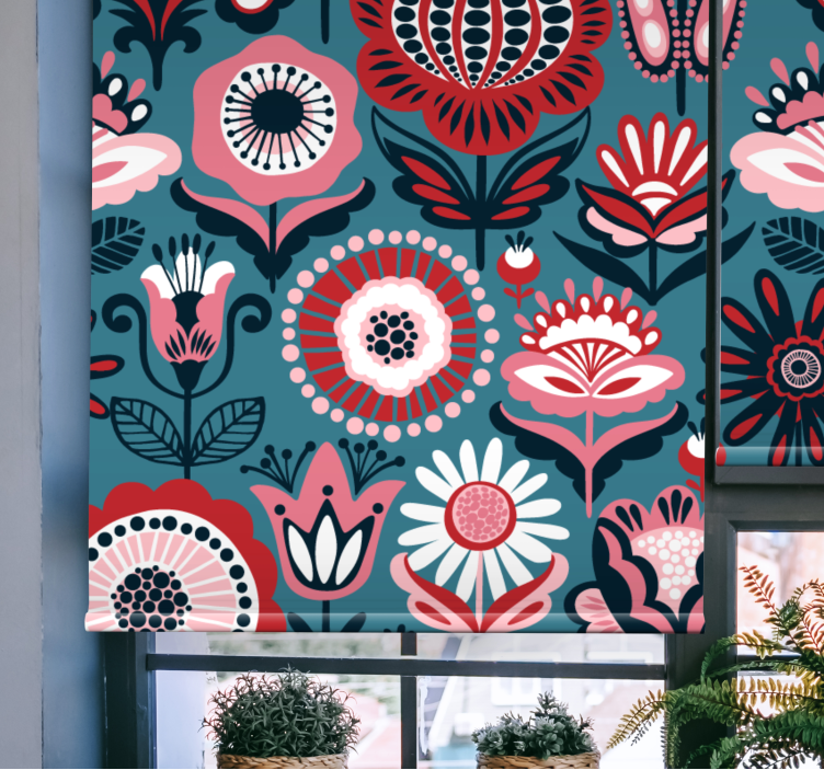 Store enrouleur fleur motif folklorique rétro - TenStickers