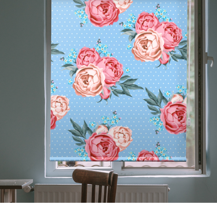 Store enrouleur fleur roses roses à floraison bleue - TenStickers