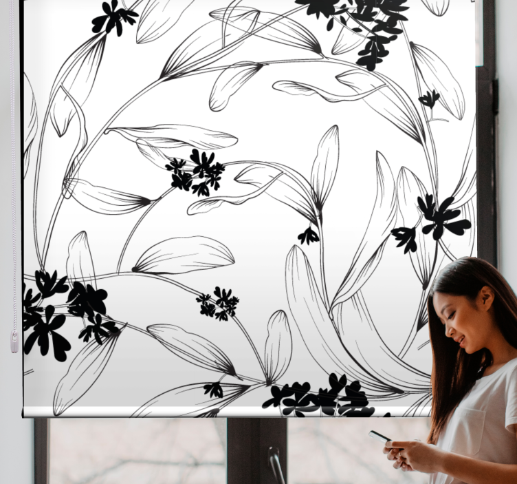 Store enrouleur fleurs et plantes motif floral stylisé - TenStickers