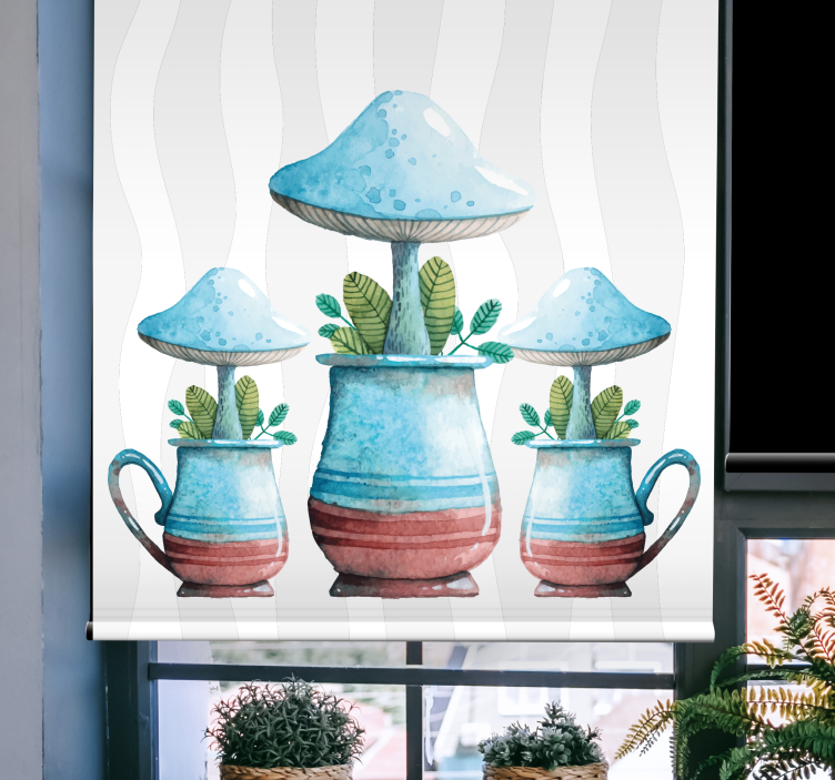 Store enrouleur fleurs et plantes pots de champignons - TenStickers