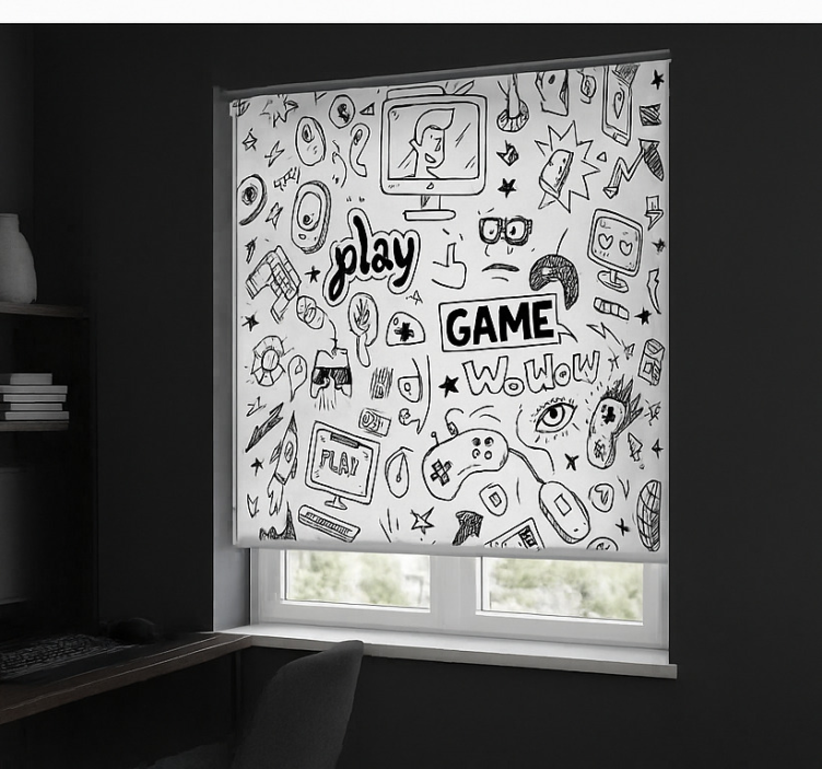 Store enrouleur geek conception de jeu noir et blanc - TenStickers