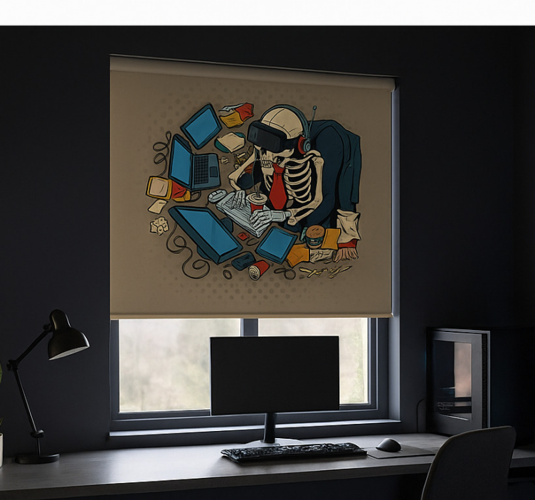 Store enrouleur geek squelette rétro gamer - TenStickers