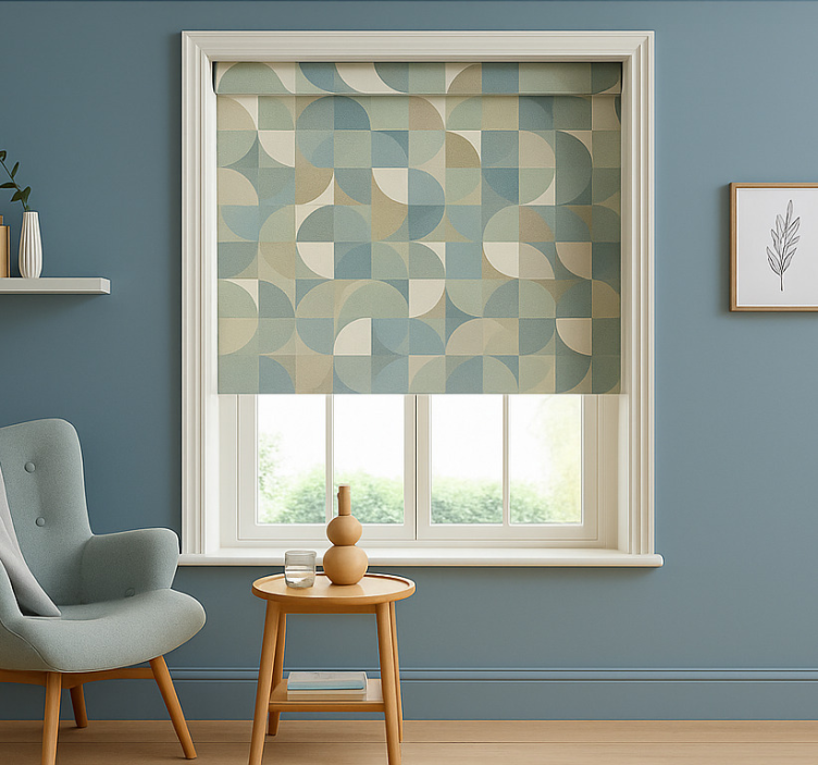 Store enrouleur moderne formes abstraites vertes - TenStickers