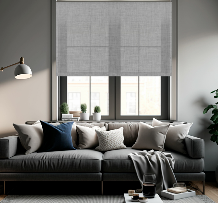 Store enrouleur salon effet texture tissu gris - TenStickers
