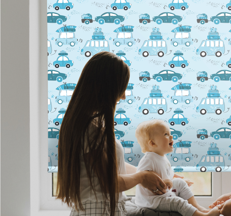 Store enrouleur chambre enfant modèle de voitures bleues - TenStickers