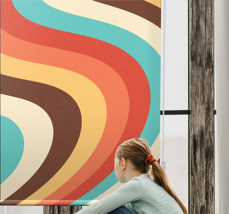 Store enrouleur vintage vagues rétro courbées - TenStickers