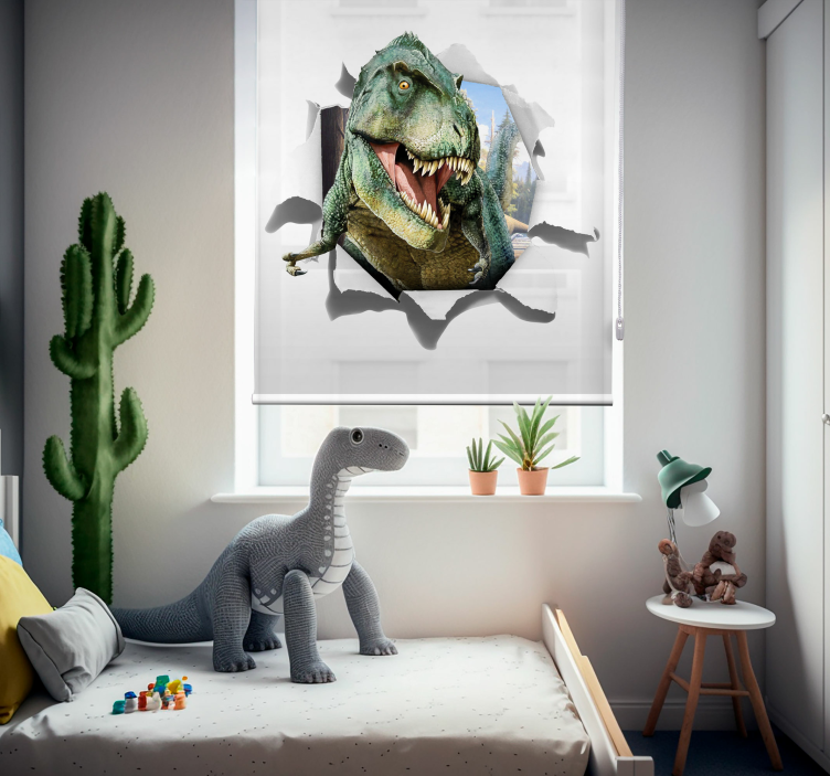 Store enfants t-Rex furieux en 3D - TenStickers