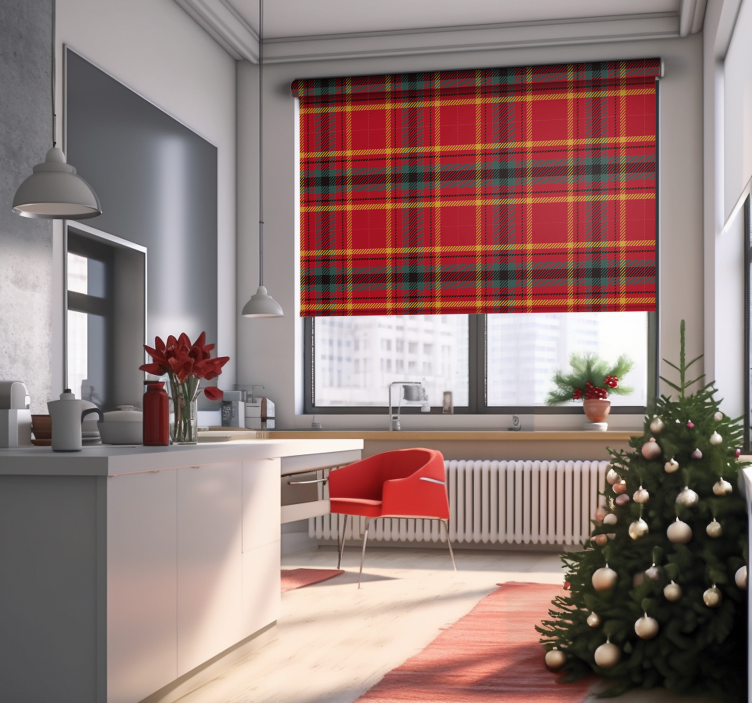 Store rouge texture tartan rouge de noël - TenStickers
