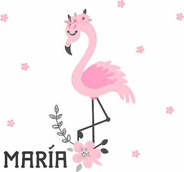 Store enrouleur chambre enfant flamenco rose avec nom - TenStickers