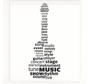 Store enrouleur chambre ado paroles de musique et de guitare - TenStickers