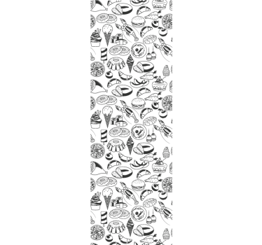 Store enrouleur cuisine motif alimentaire noir et blanc - TenStickers