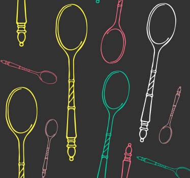 Store enrouleur cuisine croquis d'ustensiles néon - TenStickers