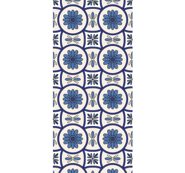 Store enrouleur cuisine carreau portugais fleur bleue - TenStickers