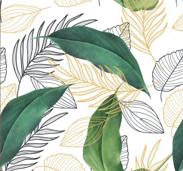 Store enrouleur cuisine feuilles vertes et dorées art - TenStickers