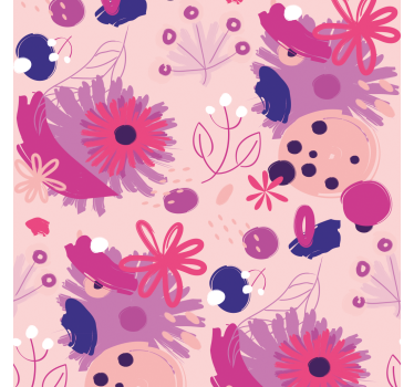 Store enrouleur salle à manger fleurs violettes abstraites - TenStickers