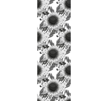 Store enrouleur salle à manger tournesols noir et blanc - TenStickers