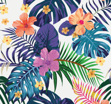 Store enrouleur salle à manger fleurs hawaïennes colorées - TenStickers