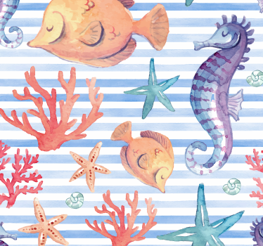 Store enrouleur chambre ado carreaux vie marine - TenStickers