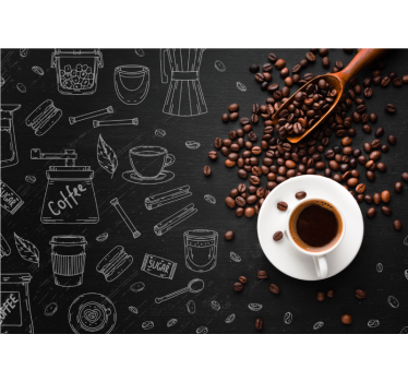 Store enrouleur cuisine grains de café et dessins - TenStickers