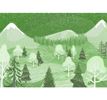 Store enrouleur cuisine forêt vintage verte - TenStickers