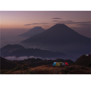 Store enrouleur cuisine randonneurs montagne nuageuse - TenStickers