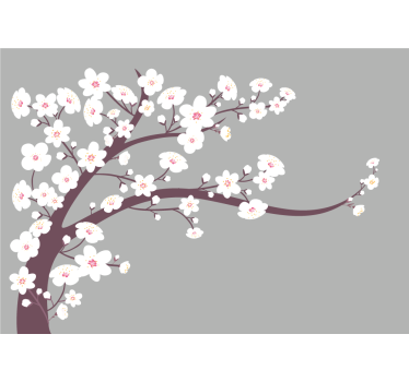 Store enrouleur cuisine fleurs blanches fond gris - TenStickers