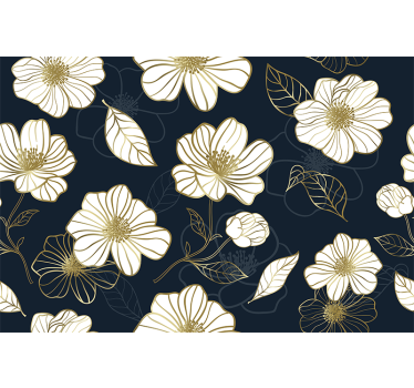 Store enrouleur cuisine fleurs minimalistes dorées - TenStickers