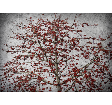 Store enrouleur cuisine arbre minimaliste fleurs rouges - TenStickers