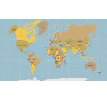 Store enrouleur carte du monde beige politique - TenStickers